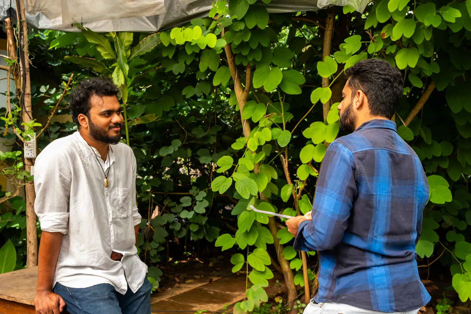 Team brainstorming a scene