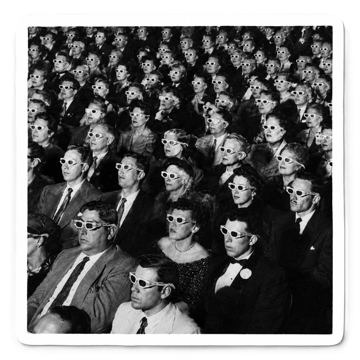 A cinema audience watching through 3D glasses